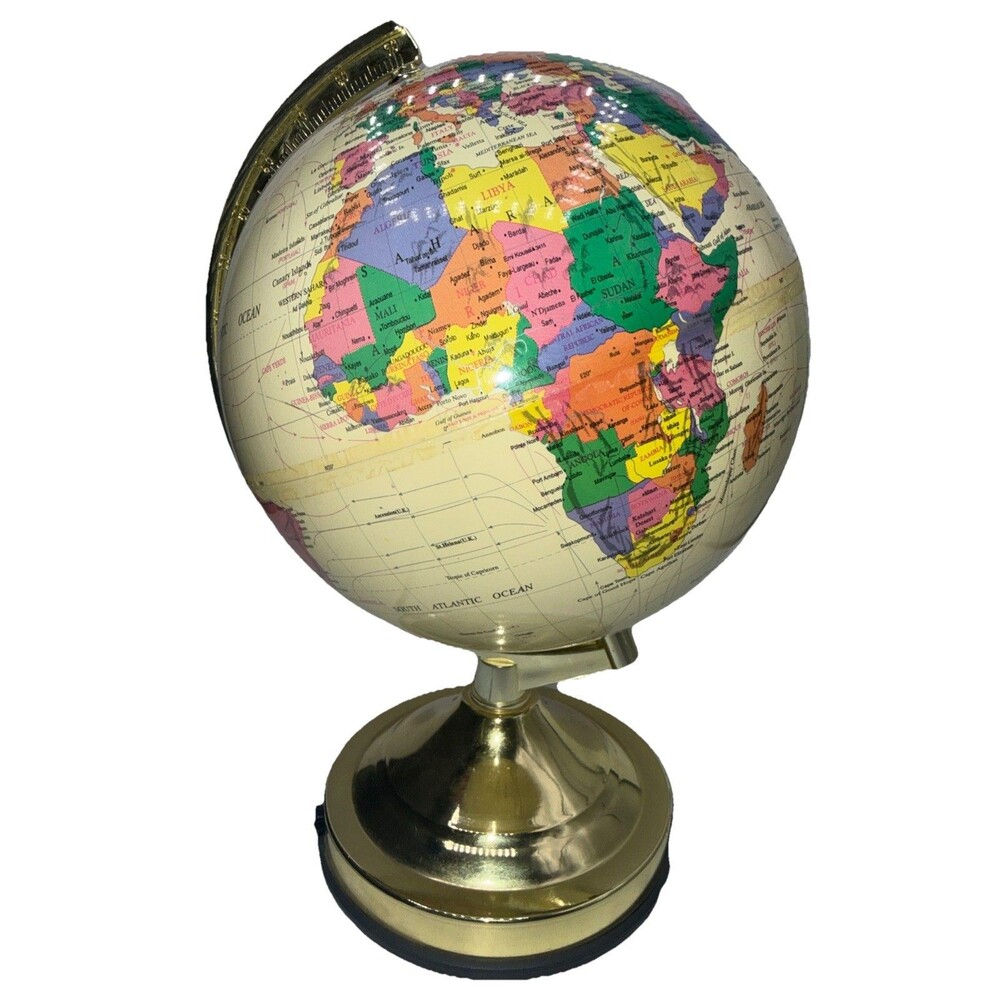 Vintage 2007 Lighted Glowing World Globe Lamp Lite Light Detail Desktop